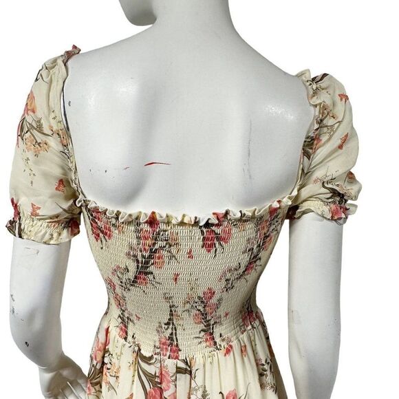 Reformation Inka Dress in Leila Off Shoulder Smocked Floral Womens Size L Large - Picture 5 of 12